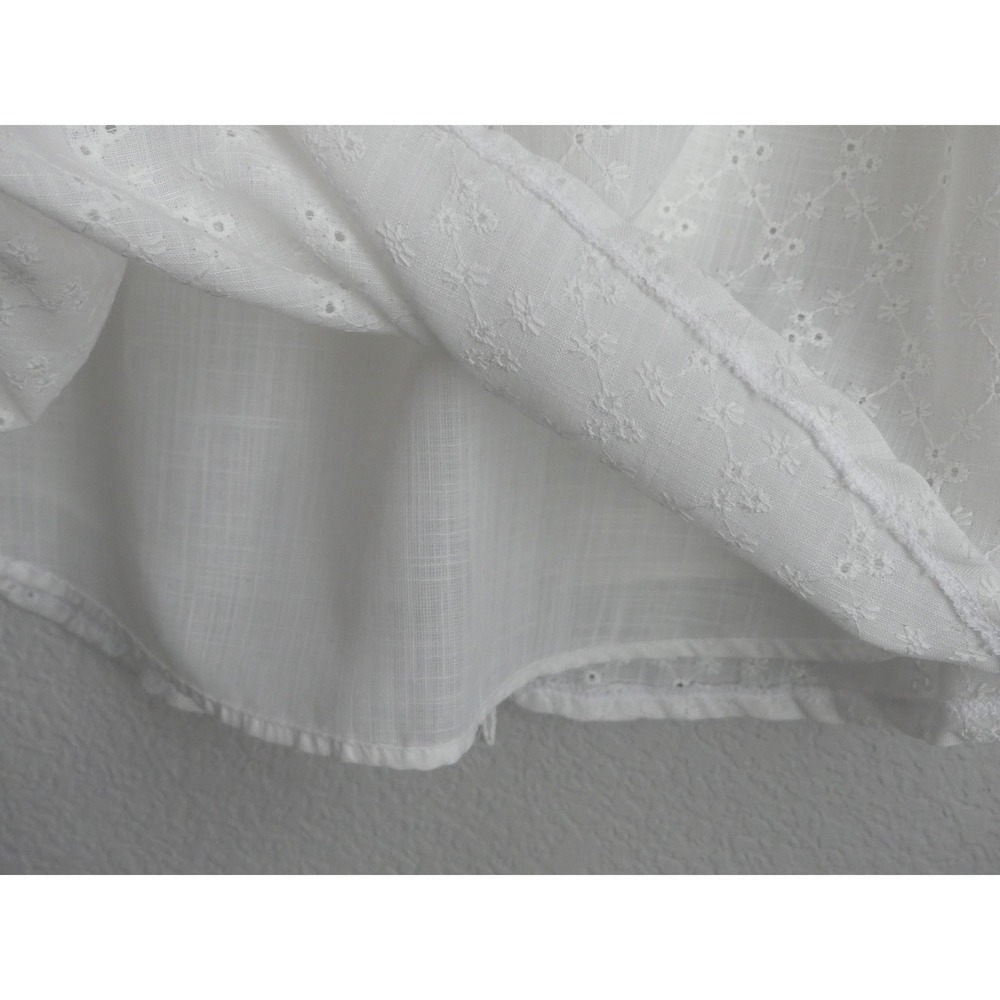 White Eyelet Tunic Shirt Dress Sz L Retro 3 Button Cuff NEW Office Casual Summer - Picture 5 of 8